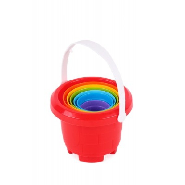 Пирамидка детская формочки круглые 7 шт ведерко с ручкой 6962