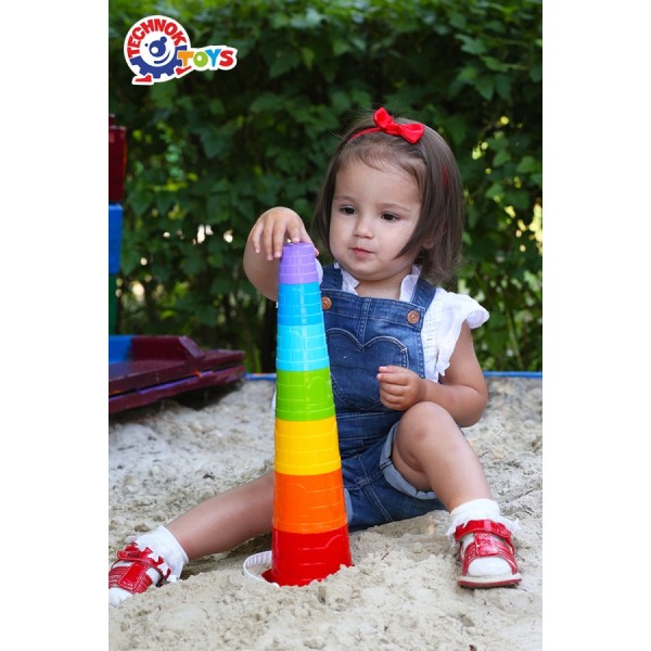 Пирамидка детская формочки круглые 7 шт ведерко с ручкой 6962