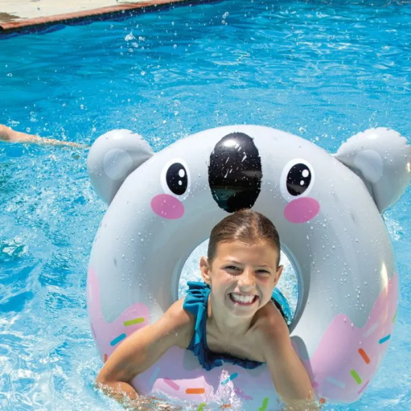 Круг детский надувной для плавания "Коала" серый, 84 см х 76 см, от 8 лет, до 40 кг, 59266NP INTEX