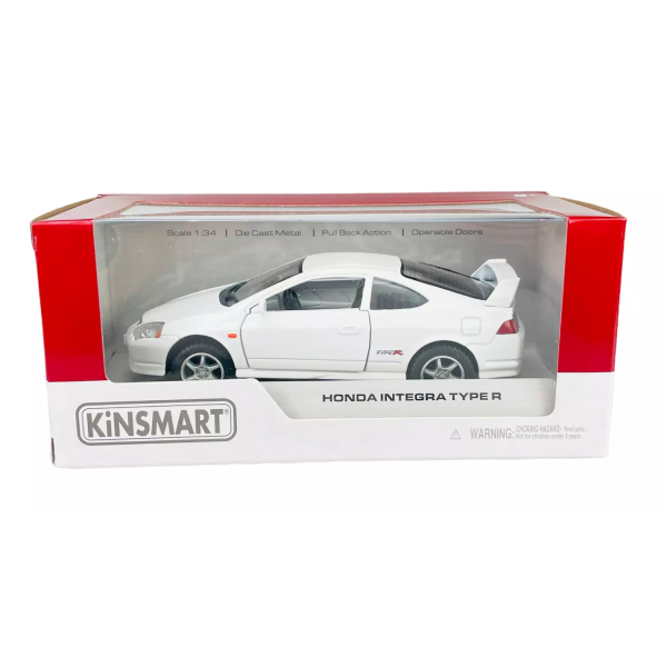 Металева машинка Kinsmart 1:34 Honda Integra Type R KT5053W, інерційна / Біла