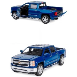 Металлическая машинка Kinsmart 1:46 2014 Chevrolet Silverado инерционная, двери и багажник открываются KT5381W / Синий