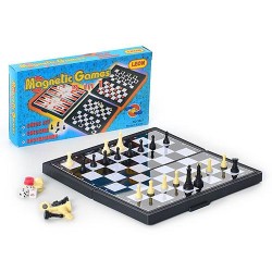 Шахи 3831 на магнітах, 3 в 1 (шашки, шахи, нарди) в коробці 20,5-11-3см