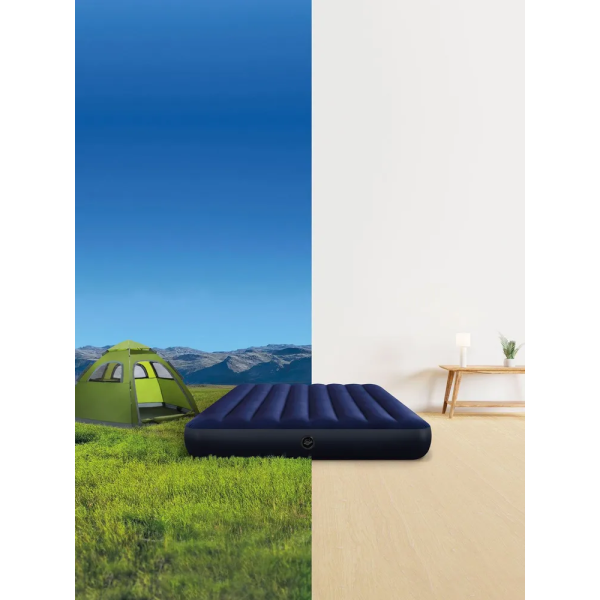 Матрас надувной Intex 64758 Classic Downy 137×191×25 см, полуторный, велюровый, Fiber-Tech
