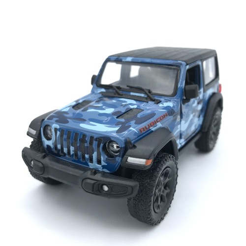 Машинка металева інерційна Kinsmart 1:34 Jeep Wrangler Camo (Hard Top) 2018 KT5420WB / Синій камуфляж