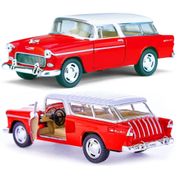 Машинка металлическая Kinsmart 1:40 1955 Chevy Nomad KT5331W инерция / Красно-белый