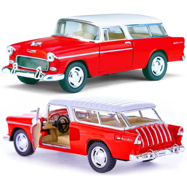 Машинка металева Kinsmart 1:40 1955 Chevy Nomad KT5331W інерція / Червоно-білий