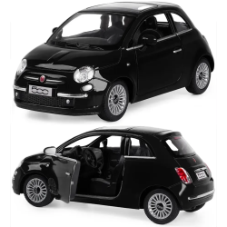 Металлическая машинка Kinsmart 1:28 Fiat 500 2007 с инерционным приводом, открывающиеся двери / Черный KT5345W