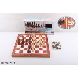Настільні класичні ігри "Шашки-шахи-нарди" 3 в 1, дерев'яна дошка YT29B