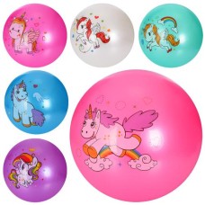 М'яч дитячий MS 3507 (120шт) 9 дюймів, малюнок(єдиноріг), 60г, 6 кольорів, 6 видів