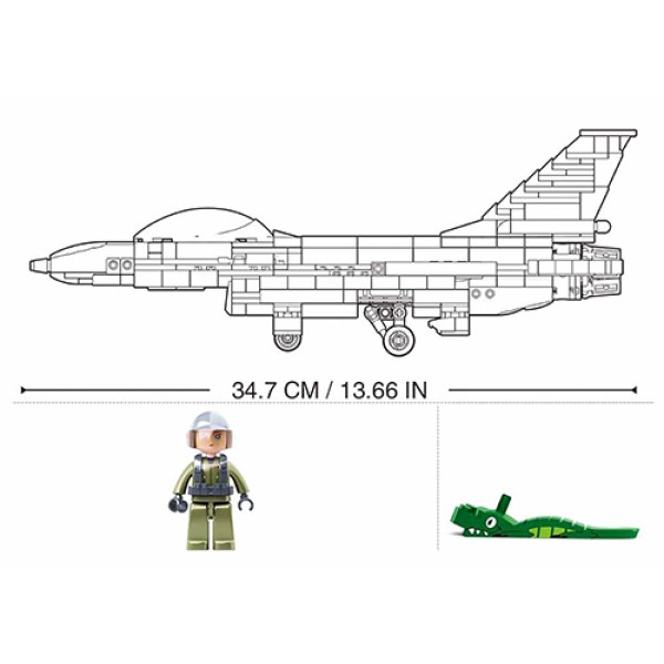 Конструктор Sluban M38-B0891 Винищувач F-16C "Сокіл" 521 даталь 1 мініфігурка