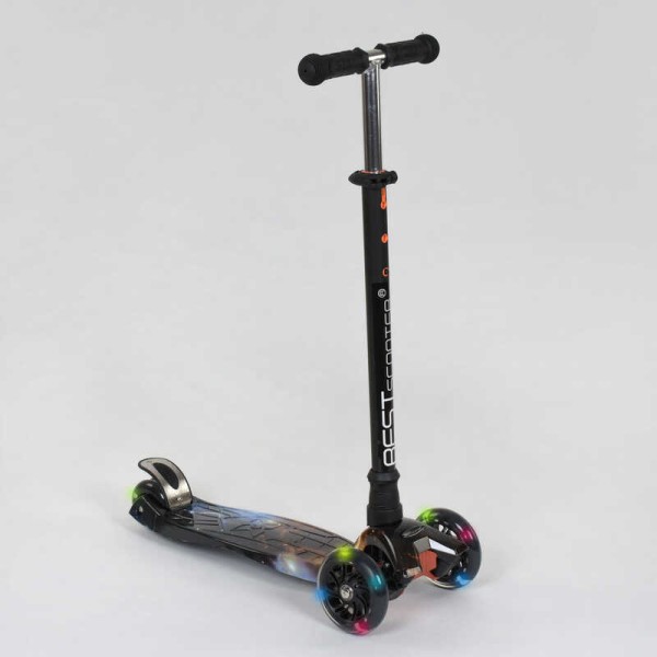 Самокат А 24662/779-1311 MAXI "Best Scooter" пластмасовий, 4 колеса PU, СВІТЛО, трубка керма алюмінієва, d = 12см, в коробці