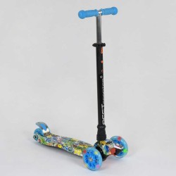 Самокат А 25467/779-1322 MAXI "Best Scooter" пластмасовий, 4 колеса PU, СВІТЛО, трубка керма алюмінієва, d = 12см, в коробці