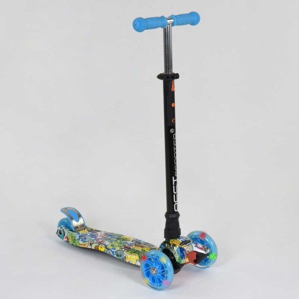 Самокат А 25467/779-1322 MAXI "Best Scooter" пластмасовий, 4 колеса PU, СВІТЛО, трубка керма алюмінієва, d = 12см, в коробці