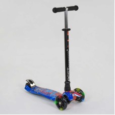 Самокат А 25595/779-1338 MAXI "Best Scooter" пластмасовий, 4 колеса PU, СВІТЛО, трубка керма алюмінієва, d = 12см, в коробці