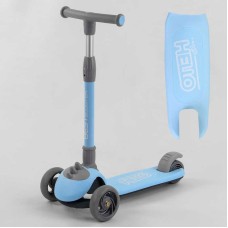 Самокат триколісний D-0885 (6) Best Scooter, БЛАКИТНИЙ, складане алюмінієве кермо, 3 колеса PU зі світлом, d = 120*35 мм