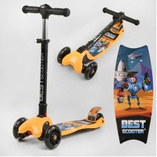 Самокат триколісний L-1488 Best Scooter MAXI, складне кермо З ФАРОЙ, 4 колеса PU зі світлом, d=12 см, в коробці