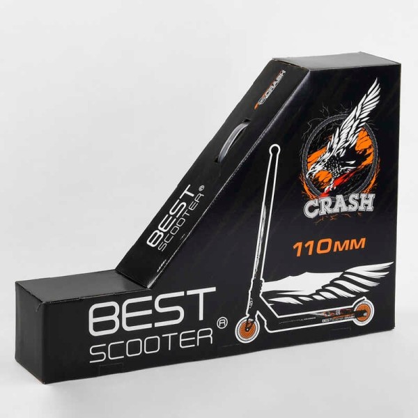 Самокат трюковий 67839 Best Scooter (4) "CRASH" HIC-система, ПЕГИ, алюмінієвий диск і дека, колеса 110 мм PU, ширина керма - 57 см, в коробці