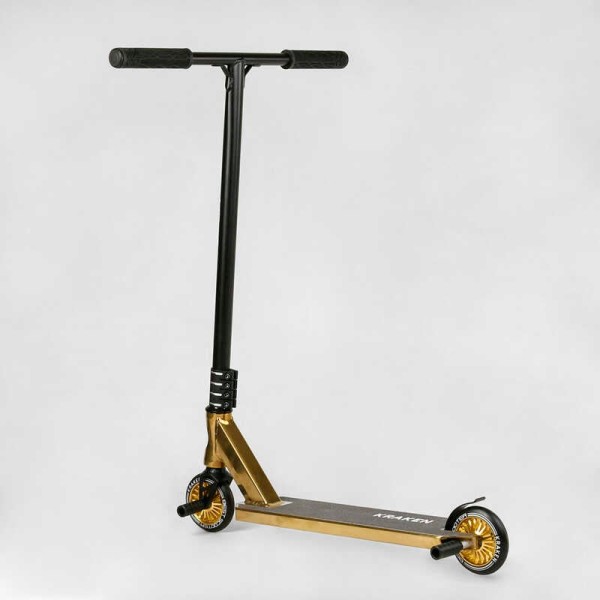 Самокат трюковий KR-93091 Best Scooter (4) Kraken HIC-система, ПЕГИ, алюмінієвий диск та дека, АНОДОВАНИЙ, колеса PU 110 мм, ширина керма 58 см