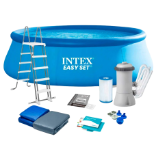 Intex Басейн 26166 NP об'єм:12430л, фільтр+насос, розмір:457х107см (3785л/год, драбина, тент, підстилка)