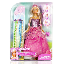 Лялька DEFA Lucy "Яскрава модниця" (в комплекті кольорові пасма, шпильки та гребінець, рожевий одяг) 8182