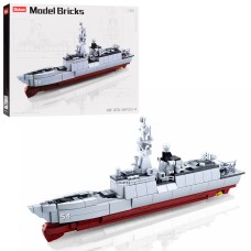 Конструктор SLUBAN M38-B0702 Военный корабль, 1: 450, 33см, вертолет, 459 деталей