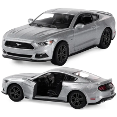 Масштабная модель Ford Mustang GT 2015 Kinsmart 1:38, инерционный механизм, KT5386W Серебристый