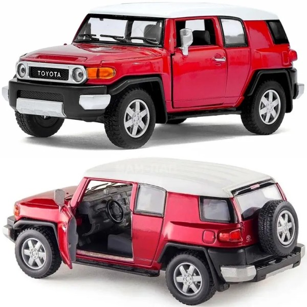 Металева машинка Kinsmart 1:36 Toyota FJ Cruiser KT5343W: інерційна в бордовому кольорі