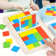 Дерев'яна Настільна гра Перегони Рубіка (Rubik's Race), Пікселі, фігури, картки, Хто швидше, MD2872