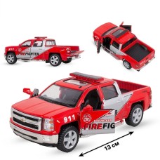 Машинка металлическая Kinsmart 1:46 2014 Chevrolet Silverado Fire Fighter инерционная, двери и багажник открываются KT5381WPR