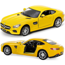 Машинка металлическая Kinsmart 1:36 Mercedes-AMG GT инерционная, двери открываются KT5388W / Желтый