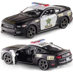 Машинка металлическая Kinsmart 1:38 2015 Ford Mustang GT Police KT5386WP инерционная, двери открываются