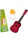 Игрушечная гитара для детей деревянная, Шестиструнная, Можно настраивать 6 струн, медиатор (1369) Красная