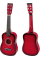 Іграшкова гітара для дітей дерев'яна, Шестиструнна, Можна настроювати 6 струн, медіатор (1369) Червона