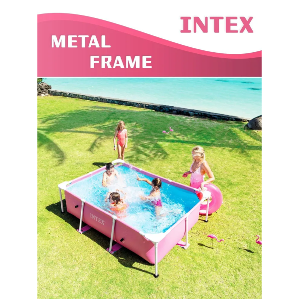 Басейн Intex 28266NP каркасний прямокутний 220×150×60 см, рожевий, 1662 л