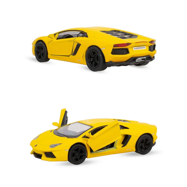 Металева машинка Kinsmart 1:36 Matte Lamborghini Aventador LP700-4, інерційна, жовта, KT5370W