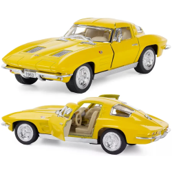 Машинка металлическая Kinsmart 1:36 1963 Corvette Sting Ray KT5358W инерционная, двери открываются / Желтый