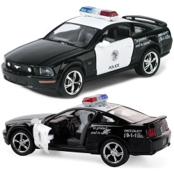 Металлическая машинка Kinsmart 1:38 Ford Mustang GT Police инерционная, двери открываются KT5091WP