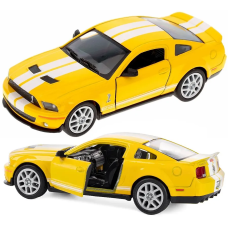 Машинка металева Kinsmart 1:38 Ford Mustang Shelby GT500 2007 KT5310W інерційна, двері відчиняються / Жовто-білий