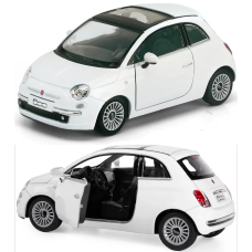 Металлическая машинка Kinsmart 1:28 Fiat 500 2007 с инерционным приводом, открывающиеся двери / Белый KT5345W