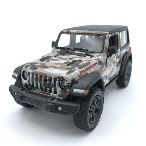 Машинка металева інерційна Kinsmart 1:34 Jeep Wrangler Camo (Hard Top) 2018 KT5420WB / Бежевий камуфляж