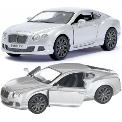 Машинка металева Kinsmart 1:38 Bentley Continental GT 2012 (інерційна, двері відчиняються, срібляста KT5369W)