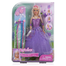Кукла DEFA Lucy "Яркая модница" (в комплекте цветные пряди, шпильки и расческа, Фиолетовая одежда) 8182