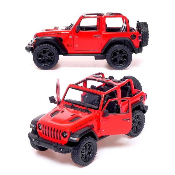 Машинка металлическая Kinsmart 1:34 2018 Jeep Wrangler KT5412WA инерционная, дверь открывается / Красный с открытым верхом