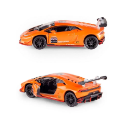 Машинка металлическая Kinsmart 1:36 Lamborghini Huracan LP620-2 KT5389W инерционная, дверь открывается / Оранжевая
