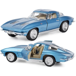 Машинка металлическая Kinsmart 1:36 1963 Corvette Sting Ray KT5358W инерционная, двери открываются / Синяя