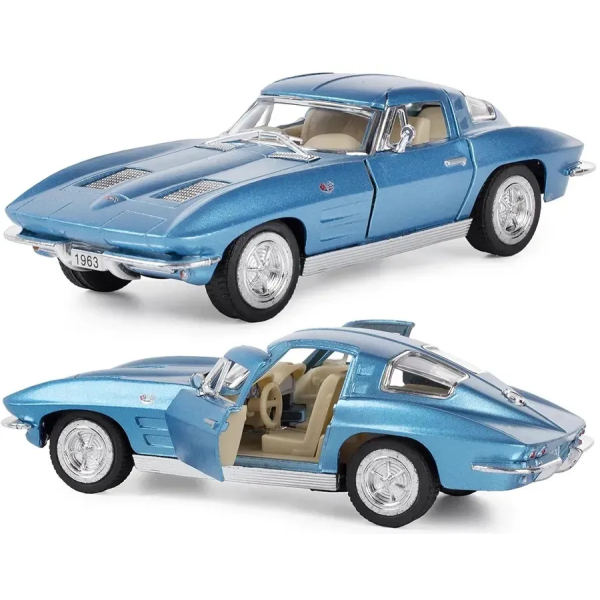 Машинка металева Kinsmart 1:36 1963 Corvette Sting Ray KT5358W інерційна, двері відчиняються / Синя