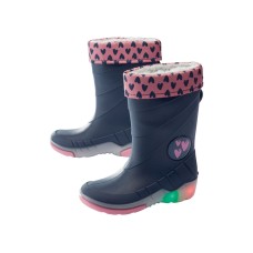 Резиновые сапоги с подсветкой для девочки Lupilu 3M Scotchlite™ 26-27 Синий (Роз. серд.)