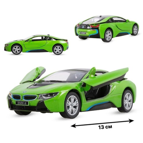 Машинка металлическая Kinsmart 1:36 BMW i8 инерционная KT5379WA зеленый