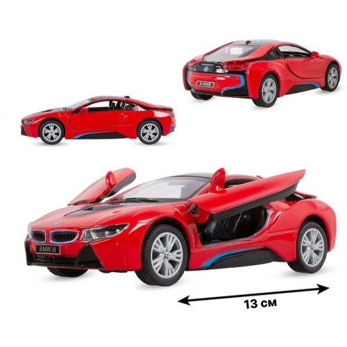 Машинка металлическая Kinsmart 1:36 BMW i8 инерционная KT5379WA Красный