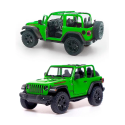 Машинка металлическая Kinsmart 1:34 2018 Jeep Wrangler KT5412WA инерционная, дверь открывается / Зеленый с открытым верхом